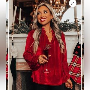 Merritt Red Velvet Women's Top for Winter